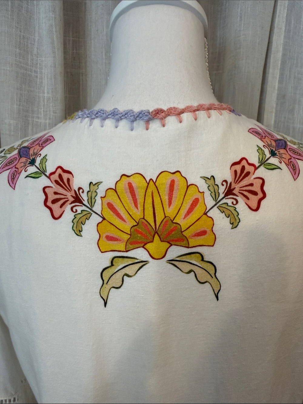 FARM Rio Floral Mini Dress Boho Long Sleeve Tassel Tie Size Small - Picture 7 of 16